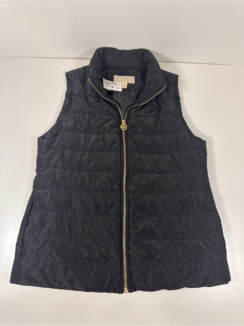 Michael Michael Kors Women Black Puffer Vest Full Zip Sleeveless Size M